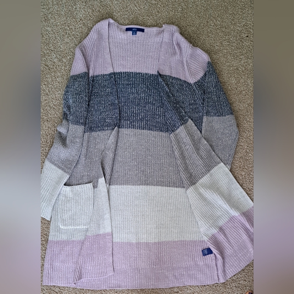 Apt. 9 Pink and Gray Striped Cardigan